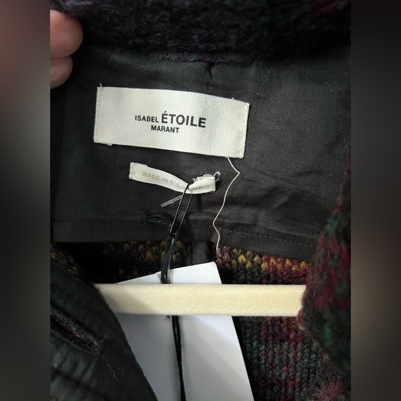 New ISABEL MARANT ÉTOILE Leiko Plaid Wool-Blend Crop Jacket Multicolor Black 34 - Picture 10 of 12